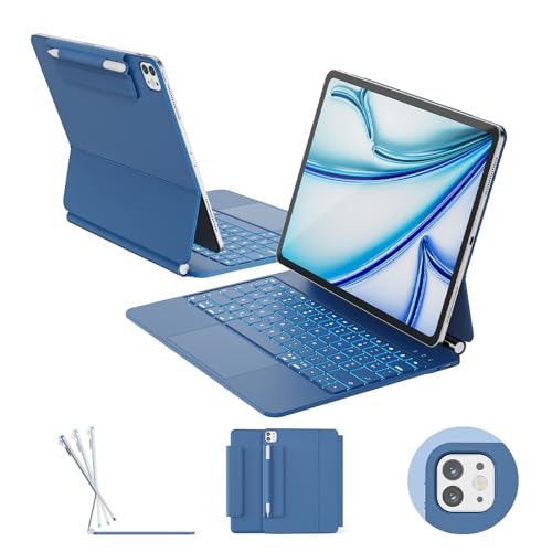 RAYMCRAFT Clavier pour iPad Air 13 Pouces (M4/M3/M2, 2026/2025/2024), Clavier Magic Keyboard pour iPad Pro 12,9 Pouces (6/5/4/3 Gen), Rétroéclairage 11...