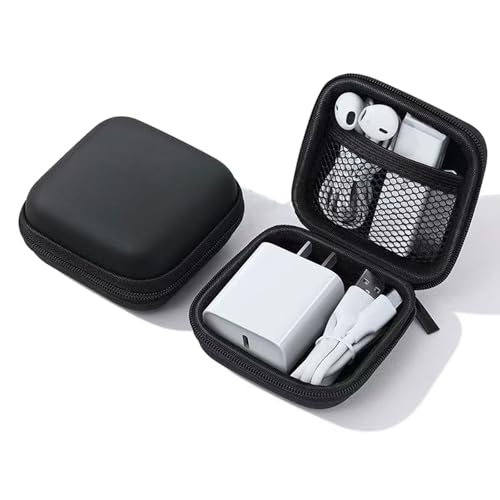CHIVOLONA Charger Case,Mini Cable Organizer Cases,Pouch Case Bag,Small Charger Organizer,Waterproof Travel Storage Carrying Bag for USB Drives,Power Adapter,Earphones,Cords etc,Single Layer,Black