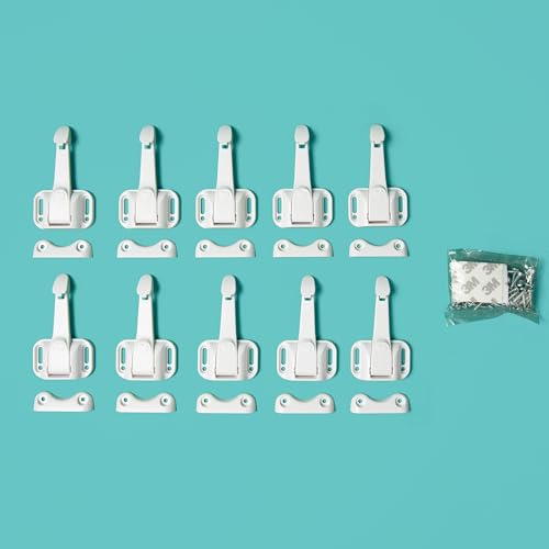 Image of Regalo 12 Pack Child Safety Cabinet Locks, Baby Proofing Drawer and Cabinet Latches with No Drill 3M Adhesive Strips, White