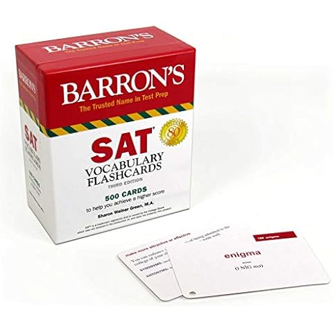SAT Vocabulary Flashcards: 500 Cards Reflecting the Most Frequently Tested SAT Words + Sorting Ring for Custom Study (Barron's Test Prep) Cover