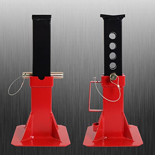 Image of Torin ATZ120005B Heavy Duty Pin Style Adjustable Height Automotive Jack Stands, 12 Ton (26,400 lb) Capacity, Red, 1 Pair
