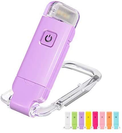 HONWELL USB Rechargeable Reading Light Clip on Book Light for Reading in Bed, 3 Brightness Adjustable for Eye Care, Dimmable Book Lamp for Bookworms, Kids, Violet