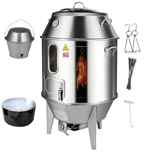 Máquina tostadora comercial de gran capacidad, doble combustible propano y carbón, horno de acero inoxidable for pato, cordero, cerdo, costillas y pollo entero, 0-500 °C