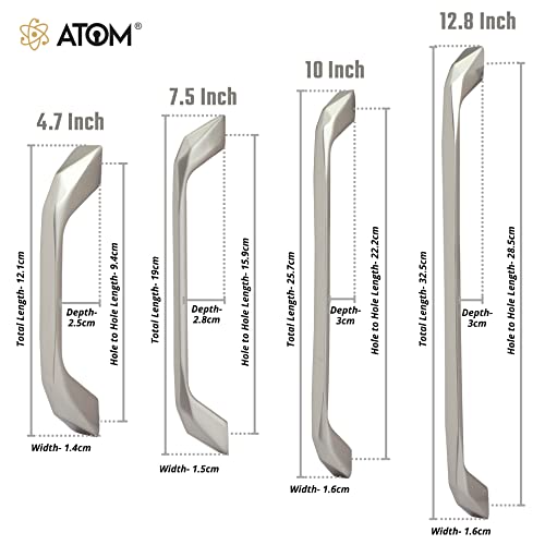 Image of Atom 7.5 inches Zinc Cabinet Pull Handle | Silver Satin Finish | Office Wardrobe Furniture Kitchen Drawer Push Bar, 229, Pack of 20