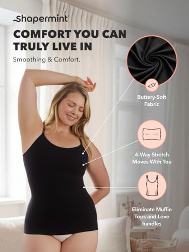 Image of SHAPERMINT Womens Tops - Scoop Neck Cami Body Shaper for Women, Shapewear Tummy Control, Camisole Tank Tops for Women