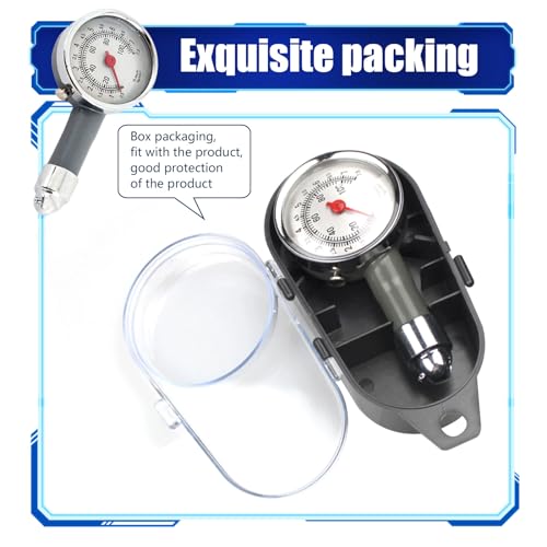 Image of Pack-1 Car Tire Pressure Gauge, Metal Tire Pressure Tester, Multifunctional Mechanical Dial, Portable Vehicle Equipment, Universal for Motorcycles, Trucks, Bicycles (Silver)