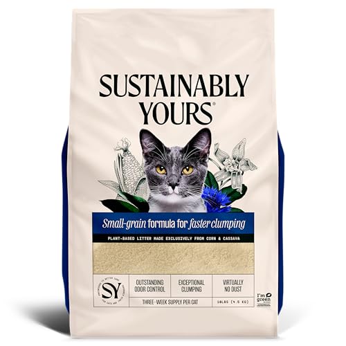 Sustainably Yours Natural Cat Litter, Small-Grain Formula, Exceptional Clumping & Odor Control,...