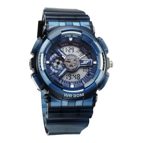 Image of SF Ana-Digi Plastic Black Round Dial Black Colour Polyurethane Strap Mens Watch - NU77137PP11