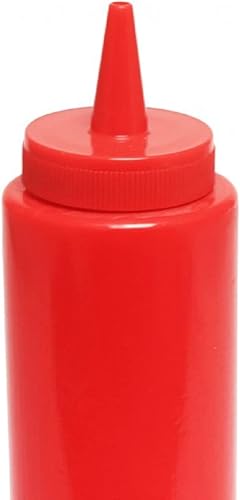 Miniatura 6 de -Juego de 12 botellas dispensadoras de condimentos exprimibles de 8 onzas rojas- Botella de plástico para salsas para untar, salsa de tomate y