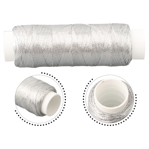 Hilo para coser plateado brillante 200 m poliéster miniatura 2