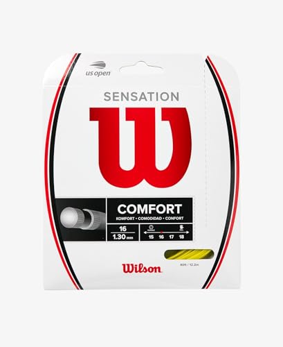 Sensation Tennis Racquet String (Natural, Blue, Yellow, Green) (Yellow - 16g(1.30mm))