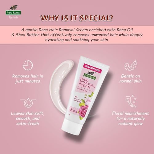 Image of Pure Roots Hair Removal Cream 50g Pack of 3 Combo (ROSE 50G PK2)