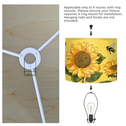 Image of Nuxovilar Lamp Shades Set of 2, 13 inch Top x 13 inch Bottom x 10 inch High (Spider) | Table lamp shades vibrant floral design living room bedroom covers light accessories (Floral)