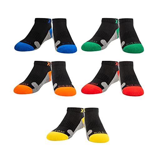 Odd Sox Basix, Athletic Kid Ankle Socks, Low Comfort 3 Block Multi Color 5 Pack Age 4-72
