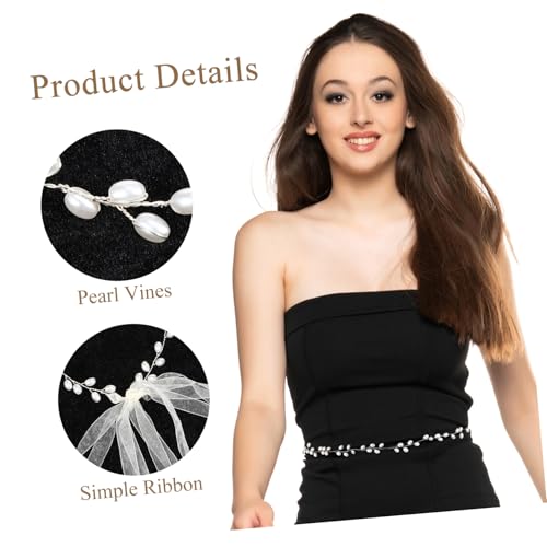 Silver Pearl Wedding Dress Belt for Bride and Bridesmaids Handmade Bridal Waistband Sash Accessory Ribbon Material Elegant Formal Party Waist Chain3