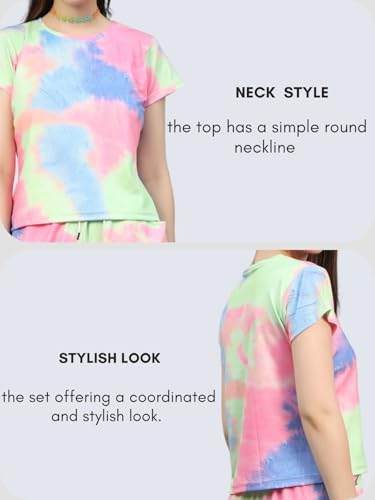 Image of DHRUVI Trendz Co Ord Set for Women | Outfits Tracksuit Set | Co Ord Set for Women | Travel Co Ord Set for Women |Tie Dye Printed Short | Half Sleeve