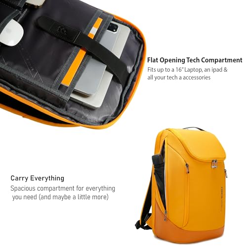 Image of Red Lemon BANGE Captain 30L Business Smart Waterproof Backpack fit Upto 15.6 Inch Laptop Backpack with USB&Type-C Charging Port,Travel Durable Backpack for Men and Women (Sporty Yellow)