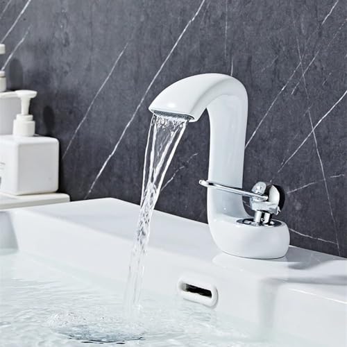 Robinet de lavabo cascade blanc pour une salle de bain moderne