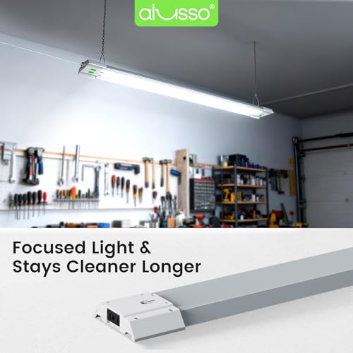 Image of ALUSSO LED Shop Lights 4FT with Reflector, 5000LM Super Bright, Adjustable 3000K-5000K Color Temperature, 120V, Warm to Cool Daylight Linkable Shop Lights for Workshop /Basement, 2 Pack