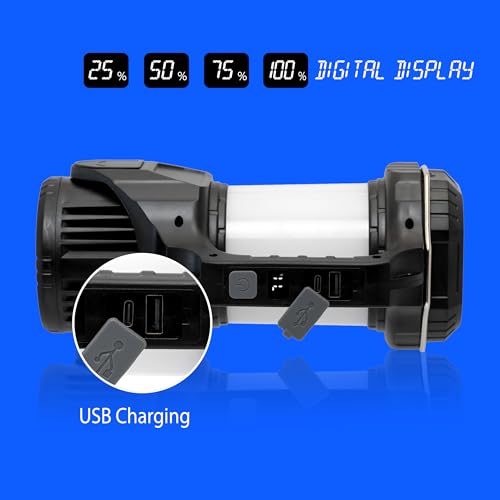 Image of Ghime Torch Lights Rechargeable Spotlight, 8 Light Modes, 4800mAh Power Bank, Waterproof, Lantern Flashlight for Indoor and Outdoor Emergency