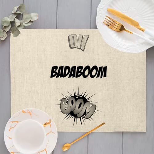 Sets de table en lin Oh Badamboom grand format 40x28.5 cm style comics