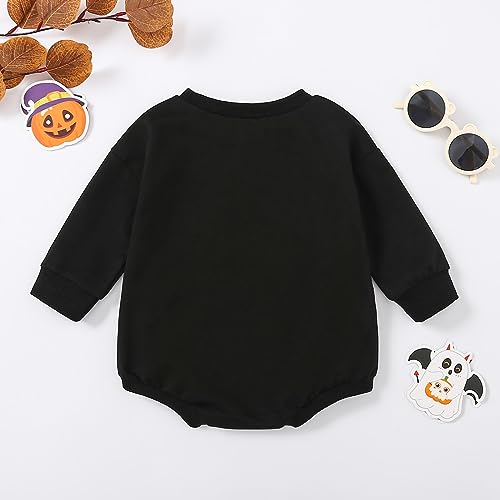 Lesimsam Baby Boy Girl Halloween Outfit Ghost Embroidery Sweatshirt Romper Oversized Sweater Romper One-Piece Outfit thumb #2
