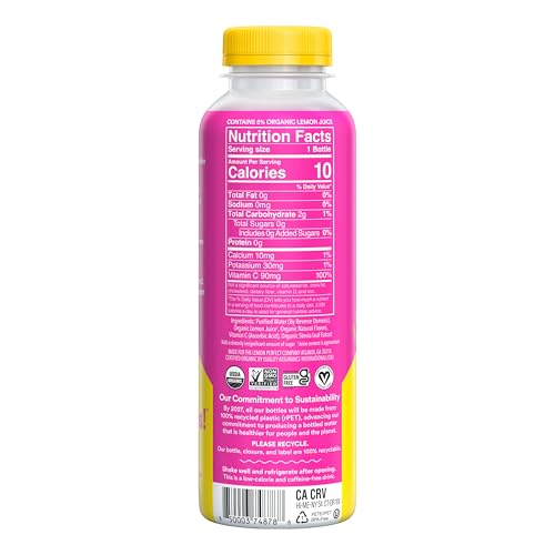 Lemon Perfect Dragon Fruit, Hydrating Flavored Lemon Water, Zero Sugar, Delicious and Refreshing, Organic, 15.2 fl oz Bottles (12-Pack)