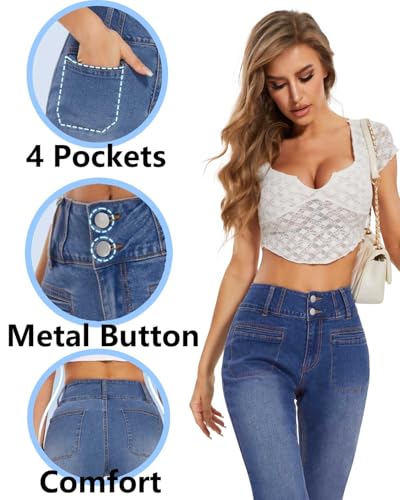 KIWI RATA Wide Leg Jeans for Women, High Waisted Straight Leg Loose Stretchy Jeans, Boyfriend Baggy Denim Pants3