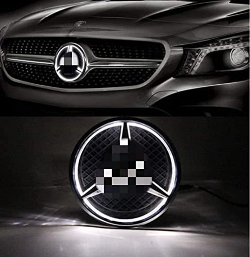 White LED Emblem for 2013-2015, Front Car Grille Badge, Illuminated Logo Hood Star DRL for A B C E R GLK ML GL CLA CLS Class, Drive Brighter