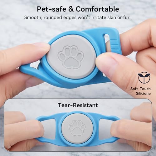 Image of GOCII for Airtag Dog Collar Holder 2 Pack,Waterproof Dog Collar Holder for Apple AirTag(Gen 1 & 2),Silicone Air Tags Case for Dog Collars(Blue & Gray)