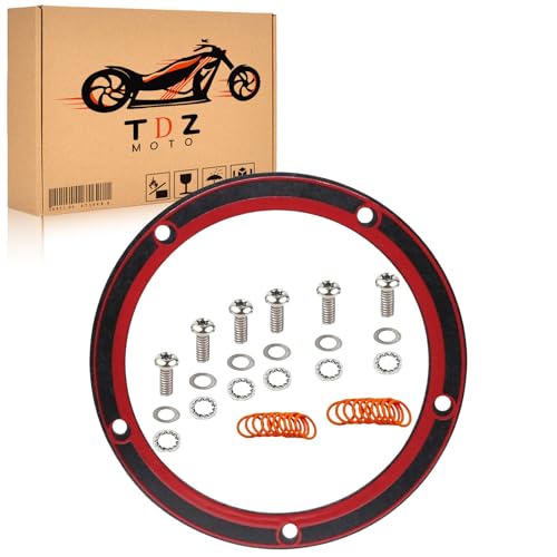 TDZ 5 Holes Twin Cam Derby Cover Gasket & 6Pc Titanium Alloy Bolts & 20 Pc #11105 O-Ring for Harley Touring Dyna Electra Glide Softail Fatboy FXD 1999-2015 25416-99X.