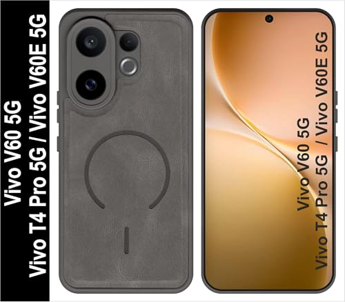 Image of SBMS Back Cover for Vivo V60 5G /T4 Pro /V60E | Ultra Slim Soft Rubberised Hard Case | Oil Feel Soft Leather Back | Mag-Safe Design (Mag-Safe Not Support) | Camera Protection Case for Vivo V60 (Grey)
