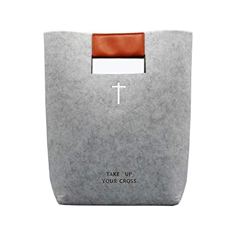 aolaso Bible Cover Tote Felt Bible Carrying Book Case Bag, Leather Tote Carved Cross Church Bag for Men & Women Christmas Day & New Year Gift Cover