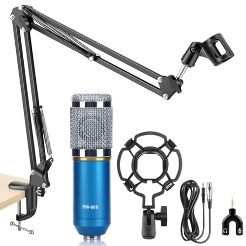 Image of DEVICE OF URBAN INFOTECH Combo of BM800 Condenser Microphone Boom Arm Stand Studio Recording Mike for Podcasting Dubbing Streaming Mic for Singing BM800 Microphone with Mic Stand (Blue)