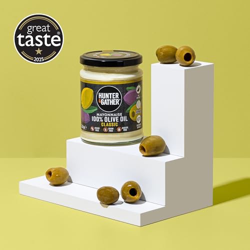Hunter & Gather Olive Oil Mayonnaise 3 x 250g | Made with Olive Oil & British Free Range Egg Yolk | Paleo, Keto, Sugar and Gluten Free Olive Oil Mayo