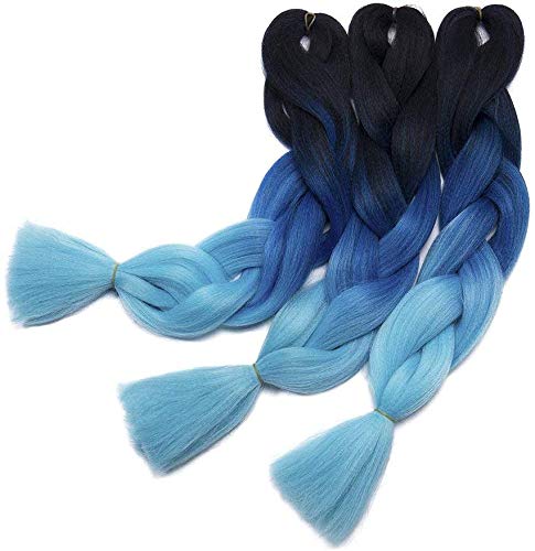 24"(60cm) 3 Piezas Extensiones de Pelo Sintético para Hacer Trenzas Africanas Cabello...