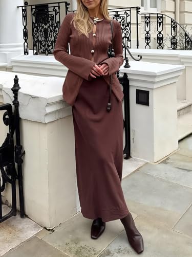 Saodimallsu Womens Ribbed Long Sleeve Sweater Tops Button Up Crewneck Slim Fitted Cardigans Sexy Going Out Knit Shirts4