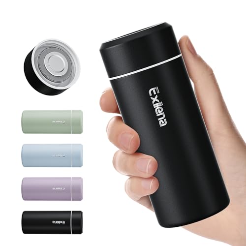 【Upgraded】Exllena Small Insulated Water Bottle 8 oz/250ml– Mini Insulated Water Bottle for Hot & Cold Drinks, Perfect Small Water Bottle for Travel, Purse...(Black)