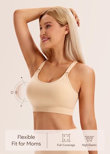 Image of Angelhood Nursing Bras for Breastfeeding, Criss-Cross Back Nursing Sports Bra, Low Impac Support Yoga Maternity Bras