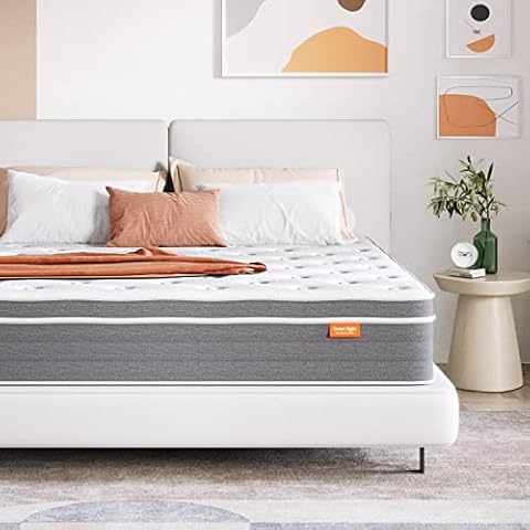 Double Mattress 4FT4, Sweetnight 10 Inch Memory Foam Sprung Mattress Double- Individually Wrapped Pocket Springs Hybrid Mattress with Gel Memory Foam for Motion Isolation & Cooler Sleep(135x190x25cm) Cover