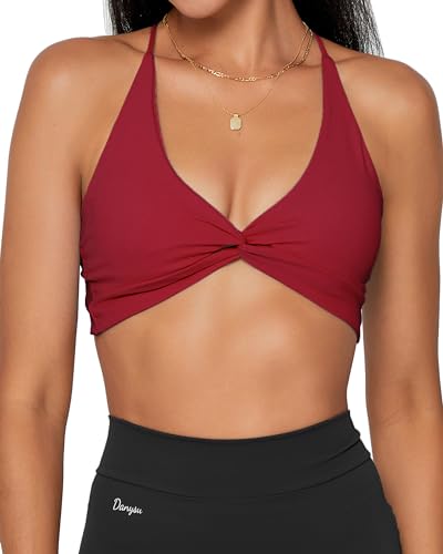 Image of Danysu Backless Sports Bra Soft Workout Tops with Removable Padded Yoga Training Bras Strappy Going Out Top
