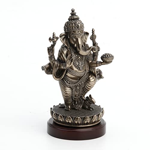 Estatua de Lord Ganesha con base de madera miniatura 2