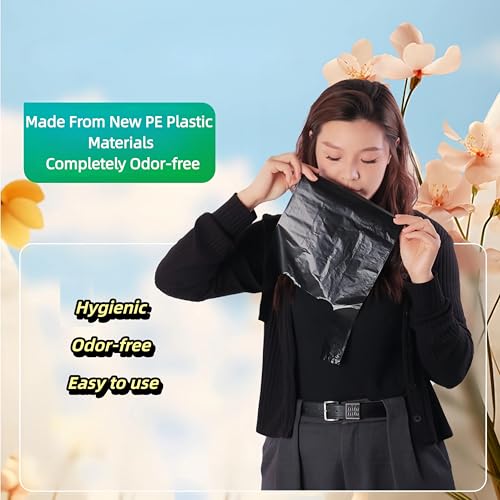 Image of 300 Count Black Small T-Shirt Poop Bags with Handles | Perfect for Dogs&Cats Waste Bags,Mini Car Trash Bags