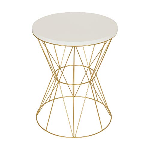 Kate and Laurel Mendel Round Metal Accent Table, 16x16x20, White/Gold