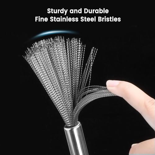 Image of 4-Piece Gas Stove Cleaning Brush Combo | Heavy Duty Stainless Steel Wire Brush with 3-Pack Mini Scratch Brushes (Brass, Nylon, Steel) for Kitchen Sink, Burner, Rust Removal & Deep Cleaning