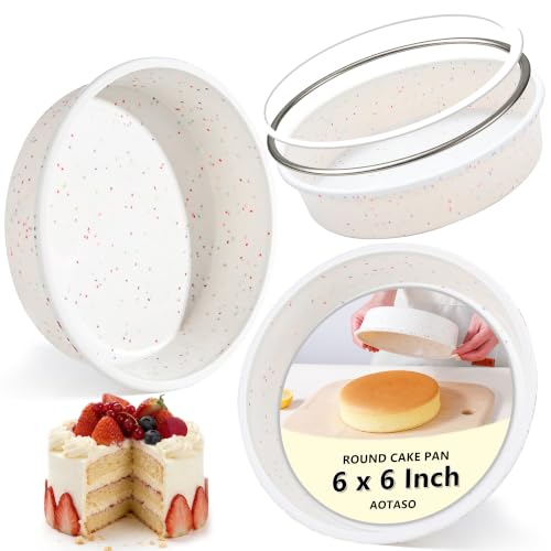 AOTASO 6 inch Silicone Round Cake Pans, Set of 3, Cream