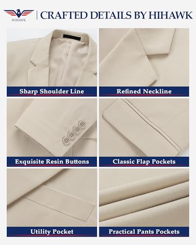 Hihawk Men's Linen Blazer, Two Button Slim Fit Casual Suit Jacket, Daily Lightweight Sport Coat3