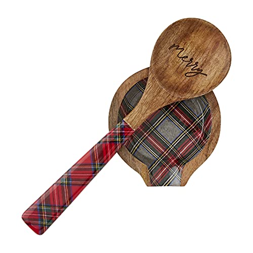 Mud Pie, Tartan, Christmas Set, spoon 11 1/2" | rest 5 1/4" x 5" Cover
