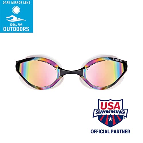 Arena Python Racing Swim Goggles For Men And Women, Uv Protection, Anti-Fog, Dual Strap, Mirror Lens, Copper/White #TOP1