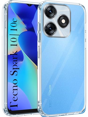 Image of Jkobi Back Cover for Tecno Spark 10 | Tecno Spark 10C (Silicone Clear Shockproof Case with Camera Protection | Soft and Flexible | Transparent)